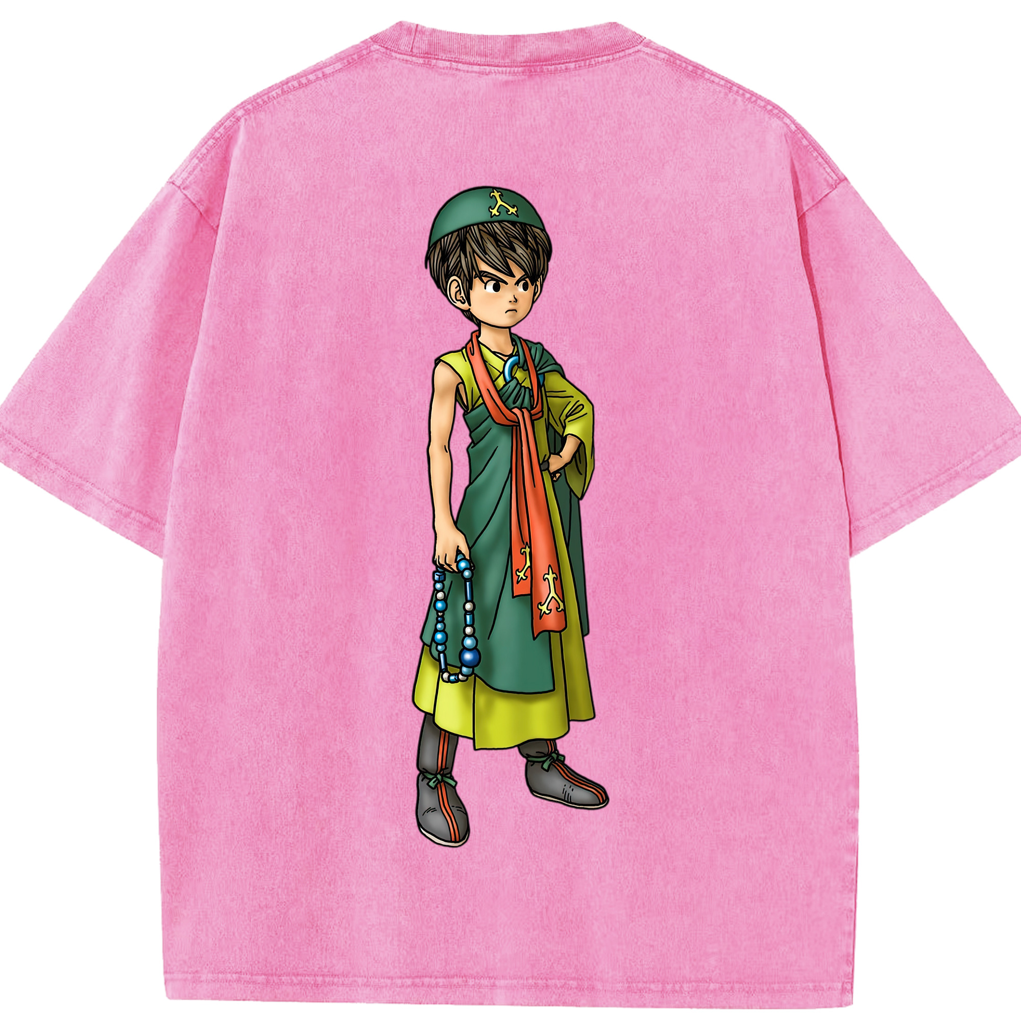 （画像用） ドラゴンクエスト Doragon Kuesuto Dragon Quest 綿100% ヴィンテージ風 半袖Tシャツ（背面プリント）